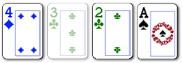 3 card badugi hand with suited cards